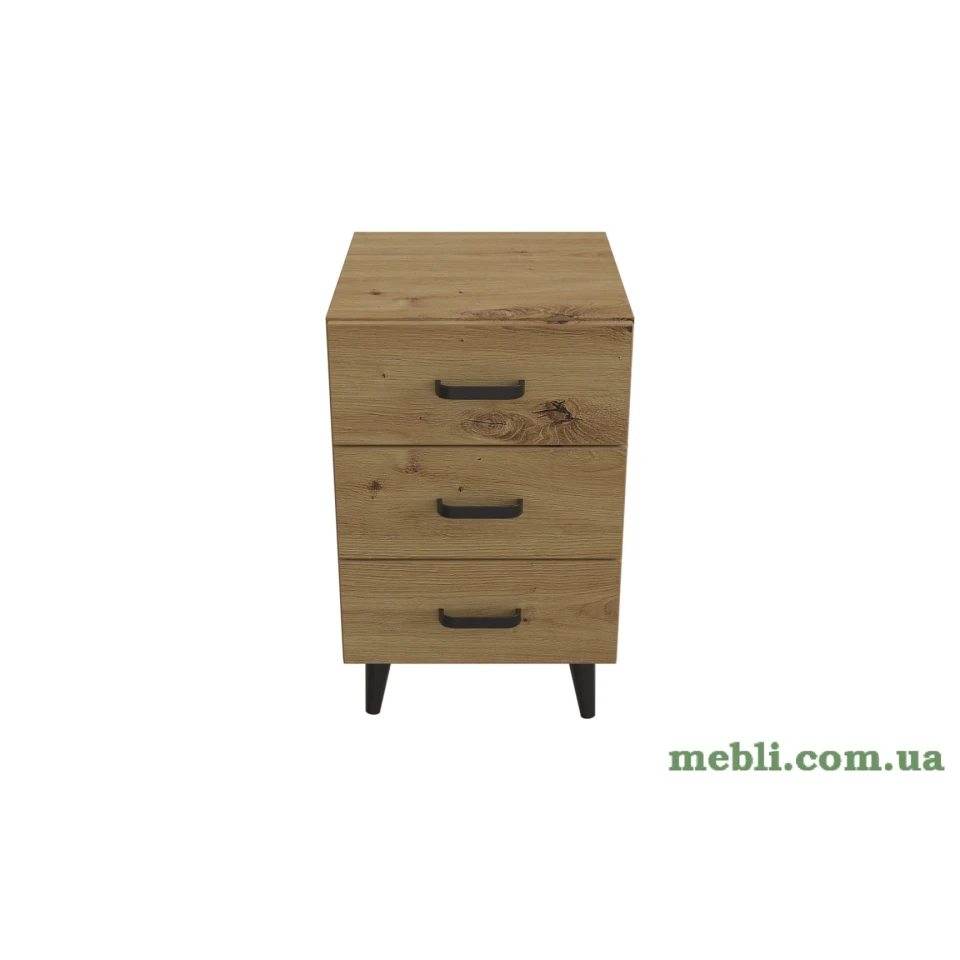 Тумба Віва 3 на конусних ніжках Ferrum-decor 56,5x35x40 Чорний метал ДСП Дуб Артизан