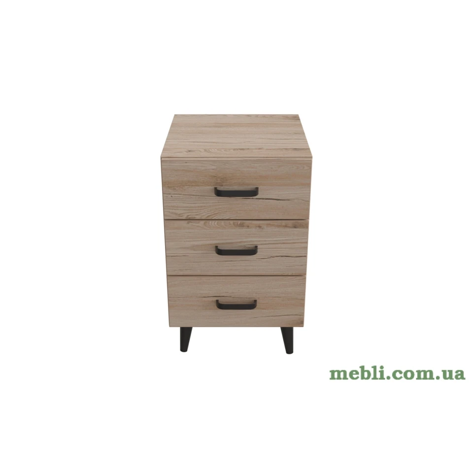 Тумба Віва 3 на конусних ніжках Ferrum-decor 56,5x35x40 Чорний метал ДСП Дуб Сан-Марино