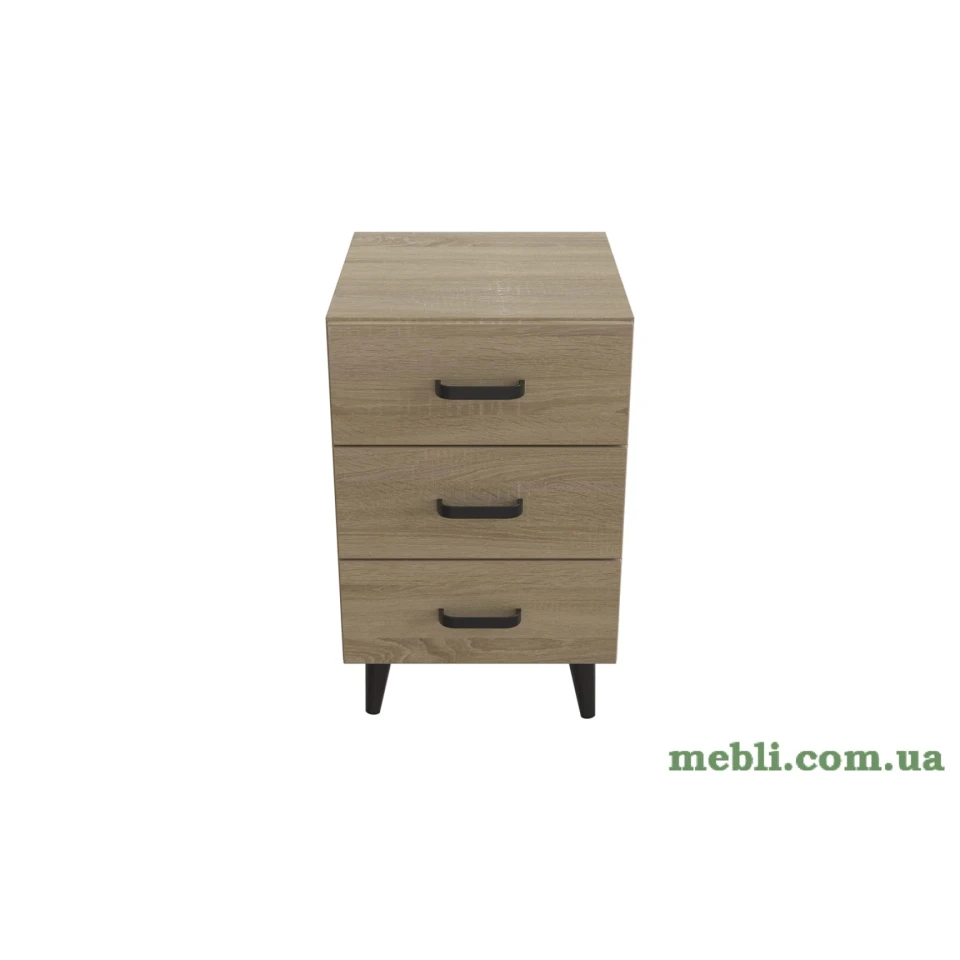 Тумба Віва 3 на конусних ніжках Ferrum-decor 56,5x35x40 Чорний метал ДСП Дуб Сонома
