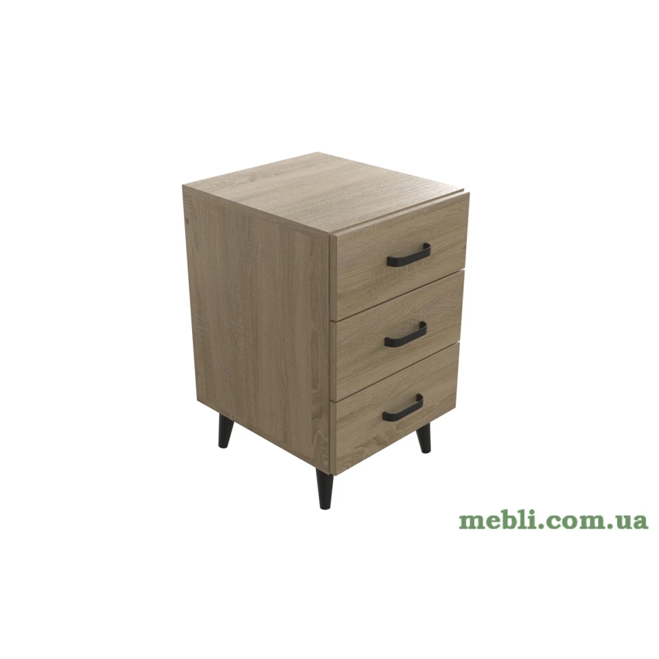 Тумба Віва 3 на конусних ніжках Ferrum-decor 56,5x35x40 Чорний метал ДСП Дуб Сонома