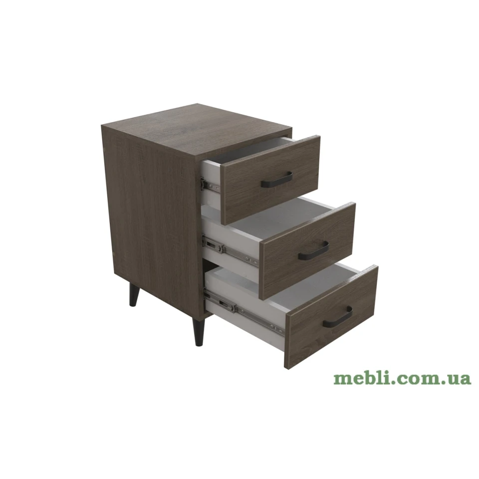 Тумба Віва 3 на конусних ніжках Ferrum-decor 56,5x35x40 Чорний метал ДСП Дуб Сонома Трюфель