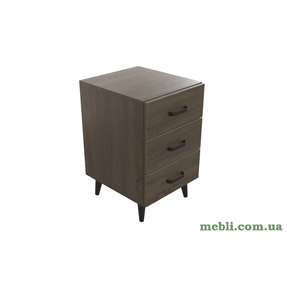 Тумба Віва 3 на конусних ніжках Ferrum-decor 56,5x35x40 Чорний метал ДСП Дуб Сонома Трюфель
