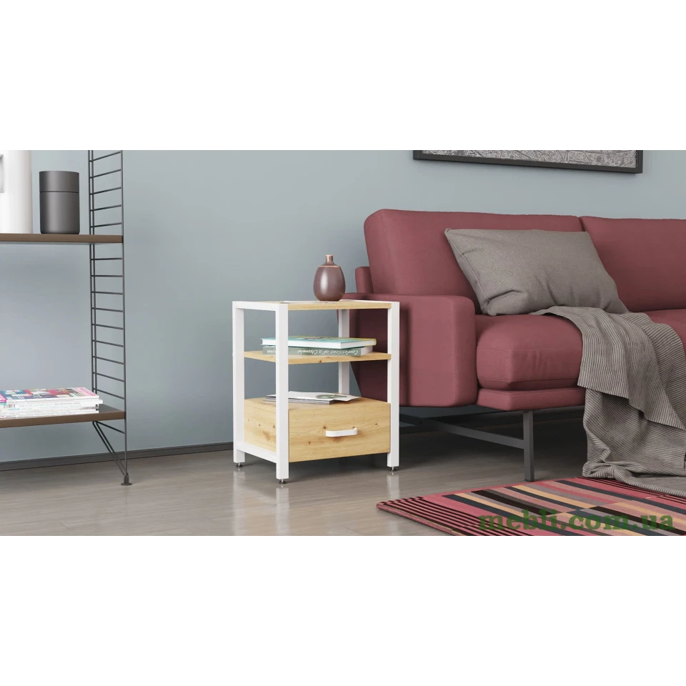 Тумба універсальна Ferrum-decor Вів'єн 1/1 50x41x40 білий ДСП Дуб Артизан 16мм
