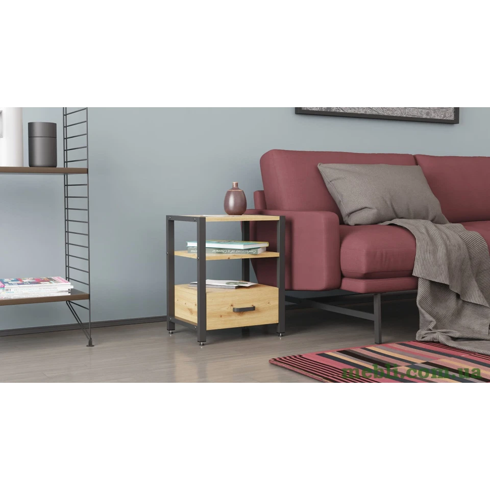 Тумба універсальна Ferrum-decor Вів'єн 1/1 50x41x40 чорний ДСП Дуб Артизан 16мм