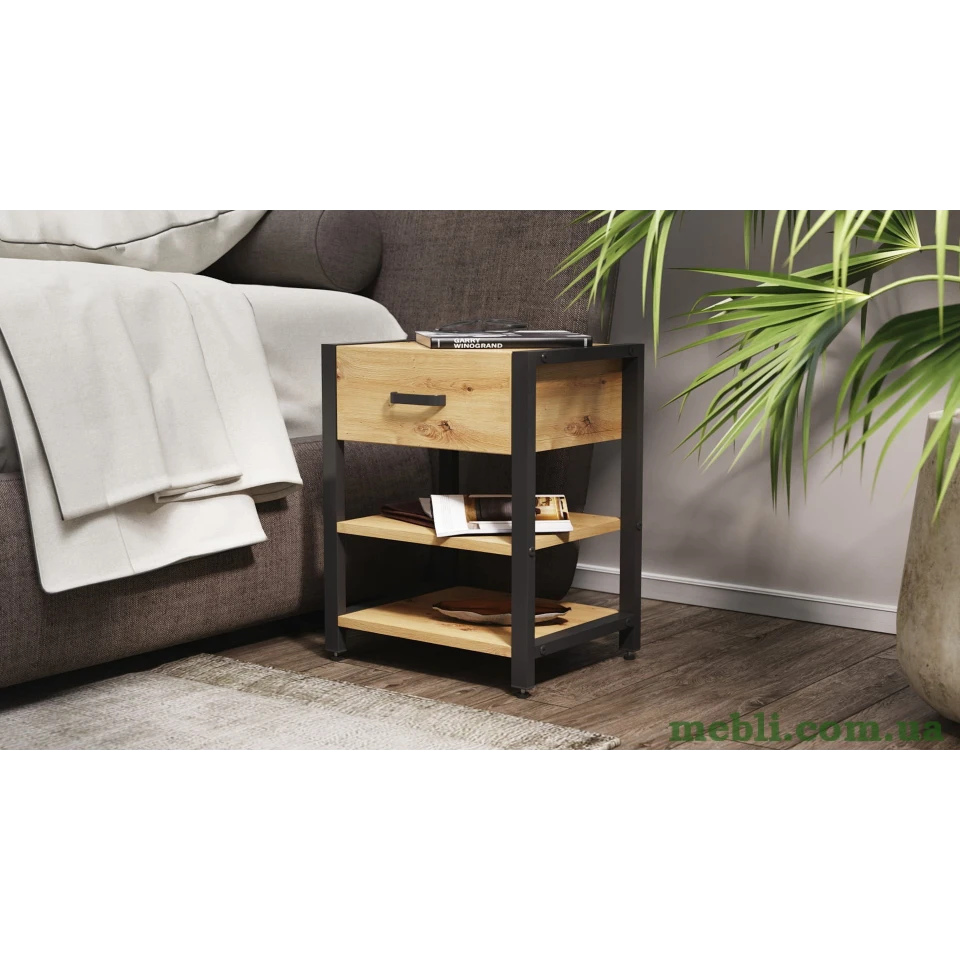 Тумба універсальна Ferrum-decor Вів'єн 1/2 50x41x40 чорний ДСП Дуб Артизан 16мм