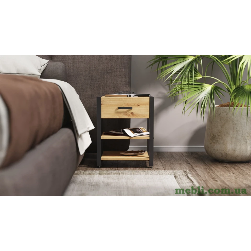 Тумба універсальна Ferrum-decor Вів'єн 1/2 50x41x40 чорний ДСП Дуб Артизан 16мм
