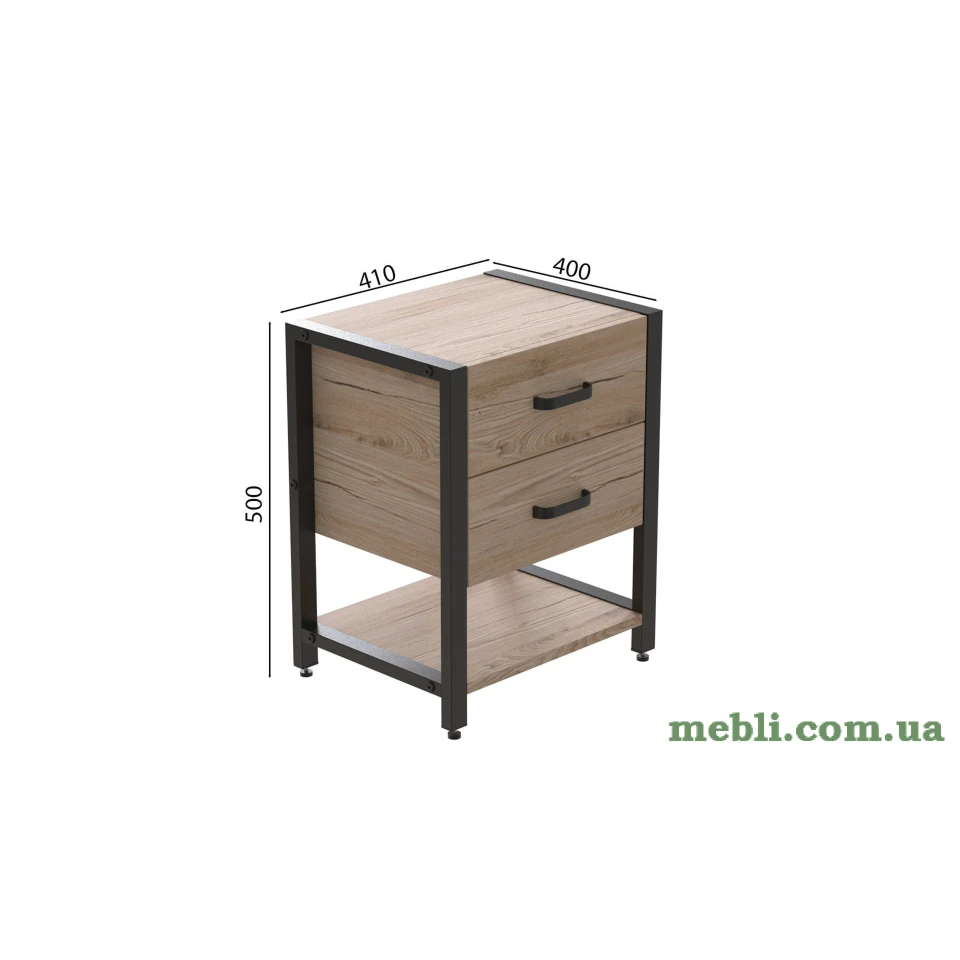 Тумба універсальна Ferrum-decor Вів'єн 2/1 50x41x40 чорний ДСП Дуб Артизан 16мм