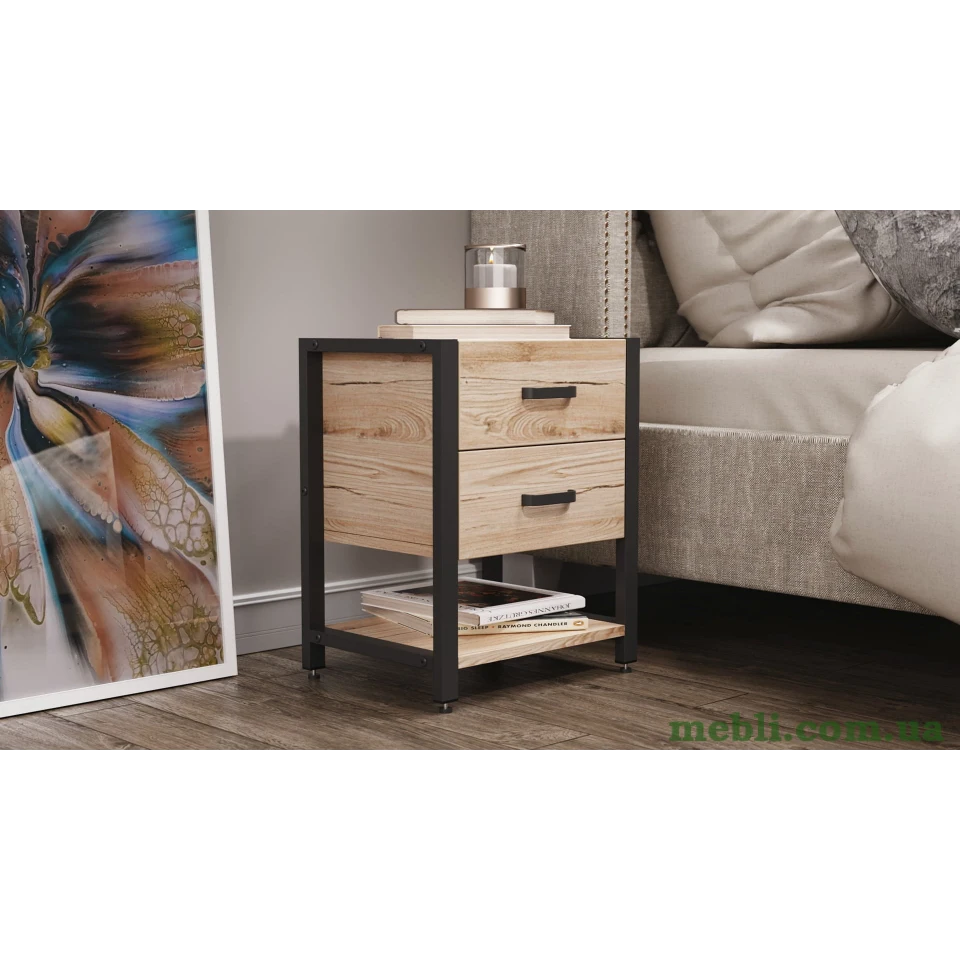 Тумба універсальна Ferrum-decor Вів'єн 2/1 50x41x40 чорний ДСП Дуб Артизан 16мм