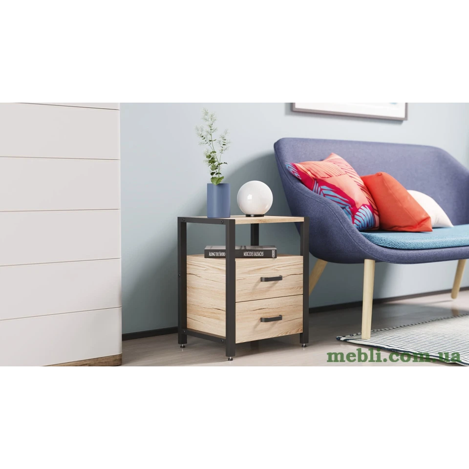Тумба універсальна Ferrum-decor Вів'єн 2/2 50x41x40 чорний ДСП Дуб Артизан 16мм