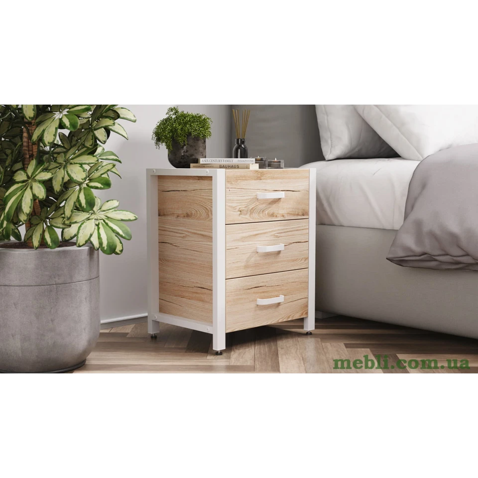 Тумба універсальна Ferrum-decor Вів'єн 3 50x41x40 білий ДСП Дуб Артизан 16мм