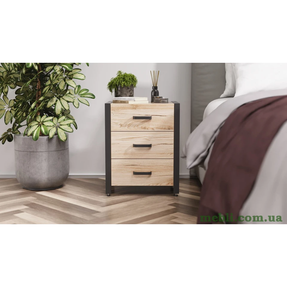 Тумба універсальна Ferrum-decor Вів'єн 3 50x41x40 чорний ДСП Дуб Артизан 16мм