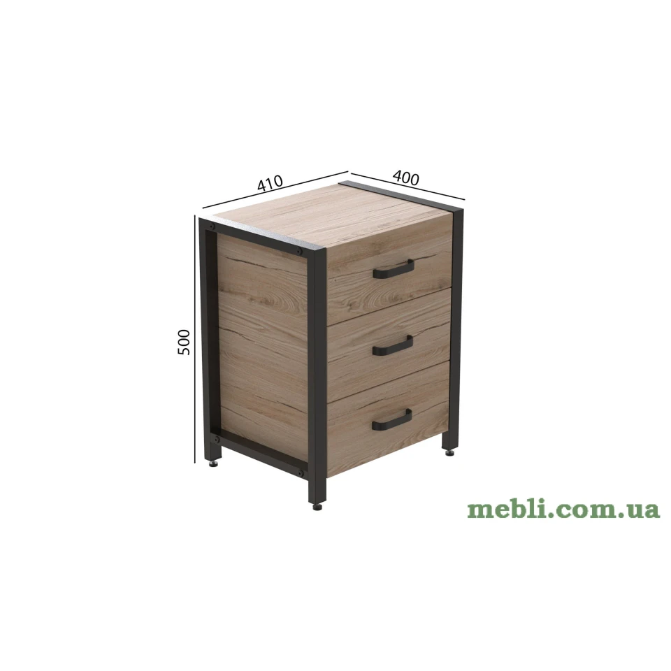 Тумба універсальна Ferrum-decor Вів'єн 3 50x41x40 чорний ДСП Дуб Артизан 16мм