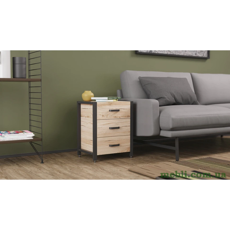 Тумба універсальна Ferrum-decor Вів'єн 3 50x41x40 чорний ДСП Дуб Артизан 16мм