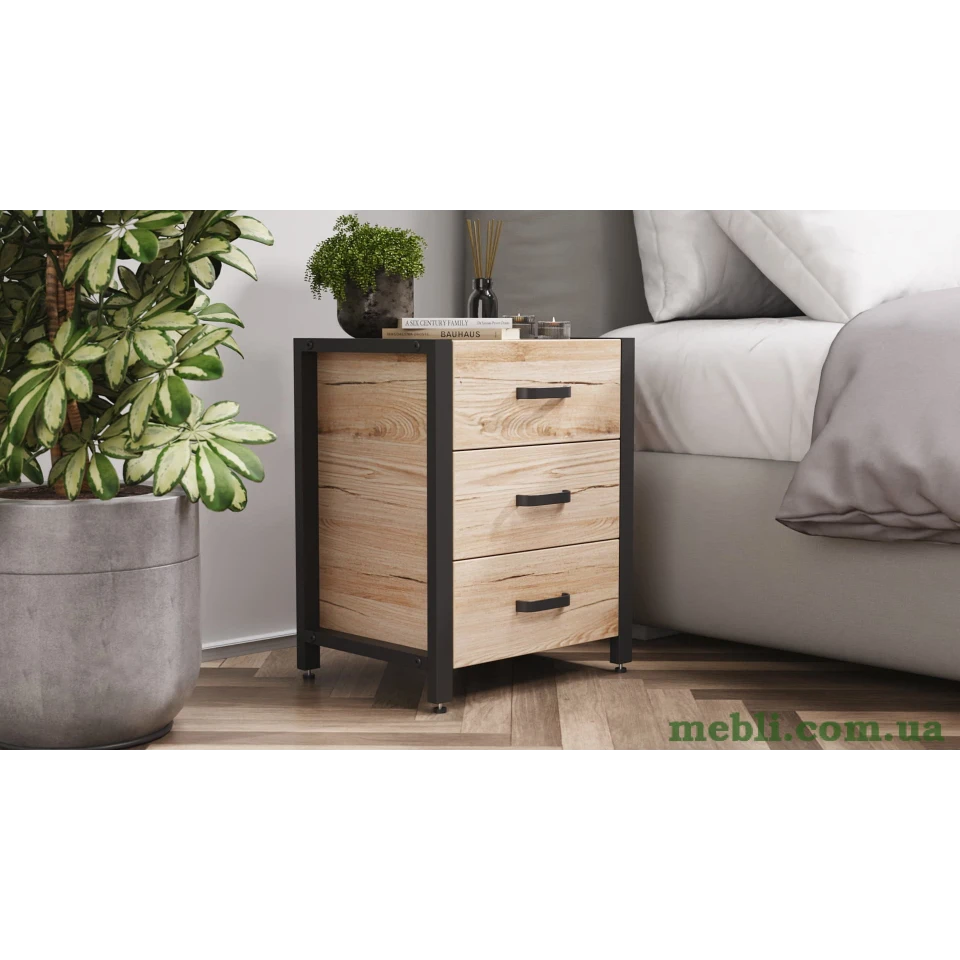 Тумба універсальна Ferrum-decor Вів'єн 3 50x41x40 чорний ДСП Дуб Артизан 16мм