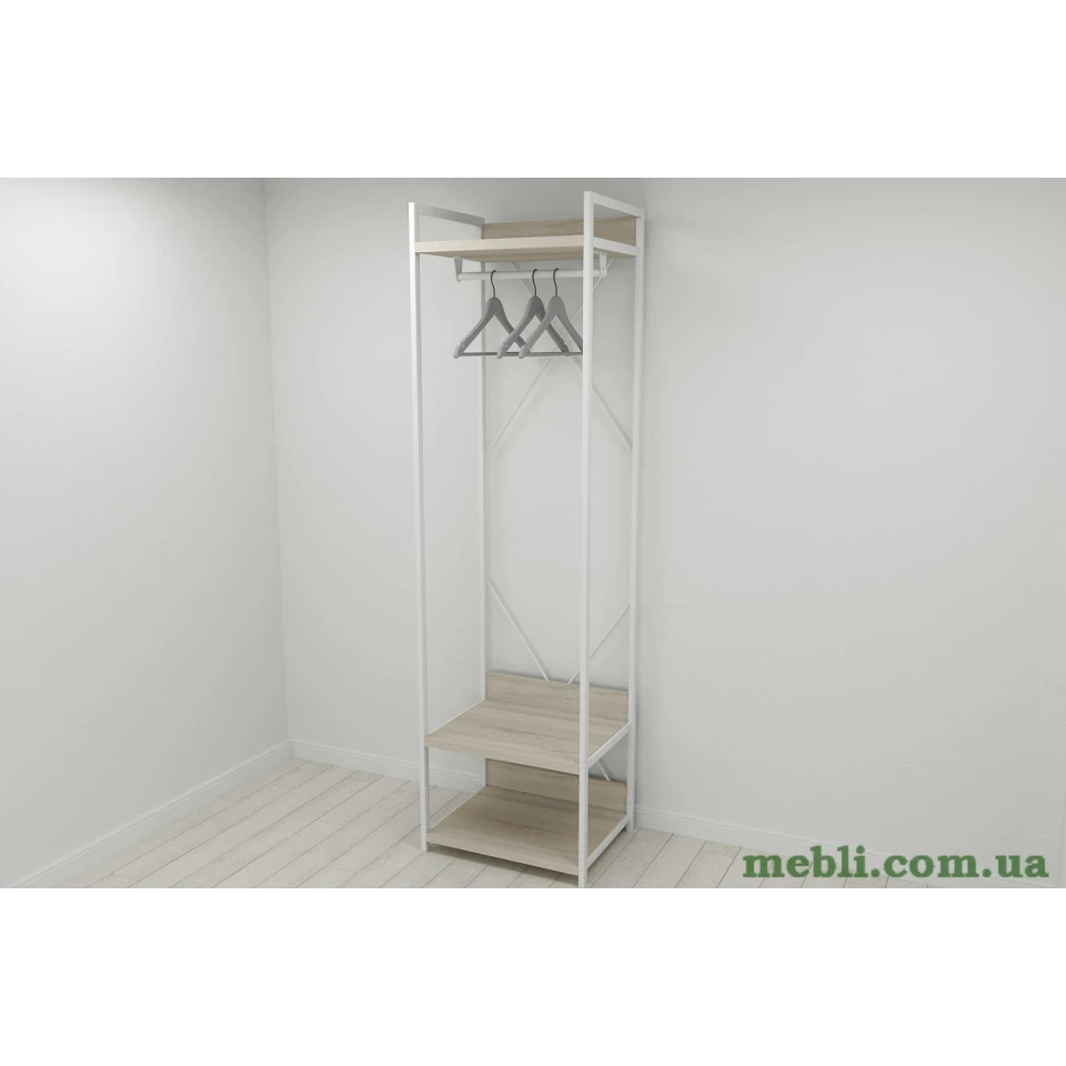 Шафа Гардероб Уні секція 1 серії Конект Ferrum-decor 220x60x50см Білий метал ДСП Дуб Сонома 32 мм
