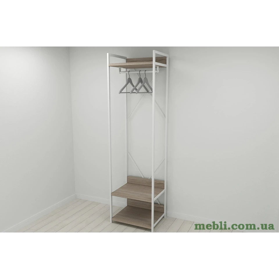 Шафа Гардероб Уні секція 1 серії Конект Ferrum-decor 220x60x50см Білий метал ДСП Дуб Сонома Трюфель 32 мм