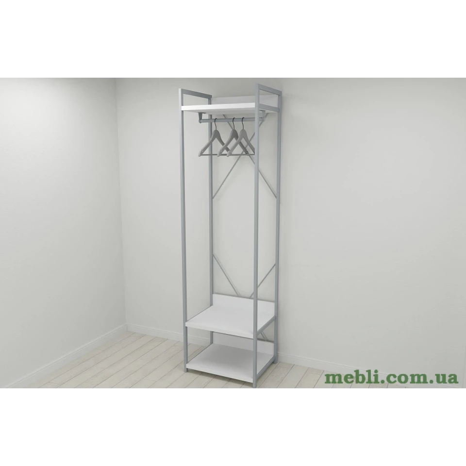 Шафа Гардероб Уні секція 1 серії Конект Ferrum-decor 220x60x50см Сірий метал ДСП Білий 32 мм