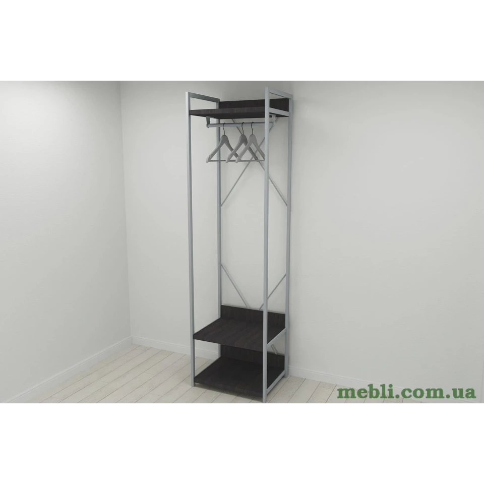 Шафа Гардероб Уні секція 1 серії Конект Ferrum-decor 220x60x50см Сірий метал ДСП Венге Магія 32 мм
