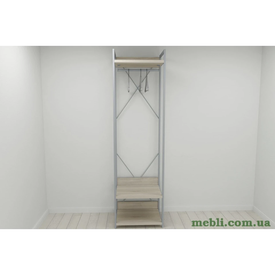 Шафа Гардероб Уні секція 1 серії Конект Ferrum-decor 220x60x50см Сірий метал ДСП Дуб Сонома 32 мм