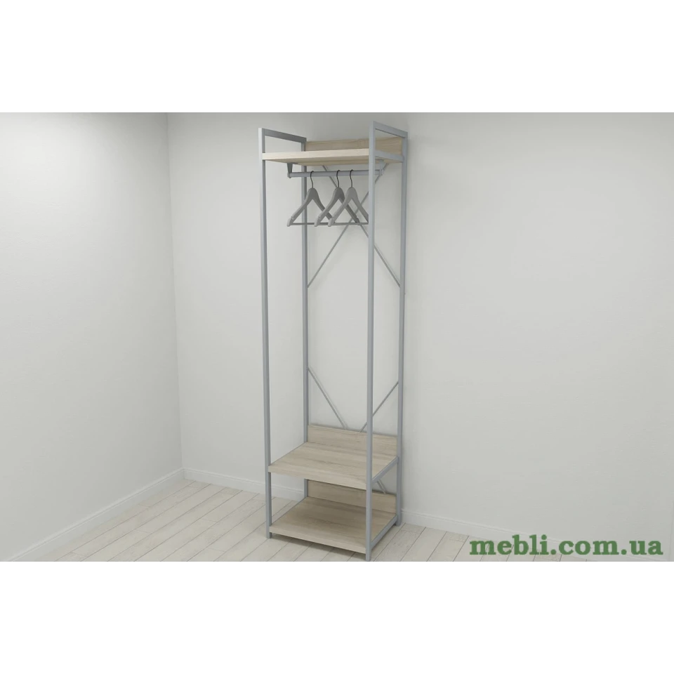 Шафа Гардероб Уні секція 1 серії Конект Ferrum-decor 220x60x50см Сірий метал ДСП Дуб Сонома 32 мм