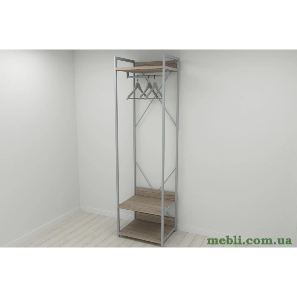 Шафа Гардероб Уні секція 1 серії Конект Ferrum-decor 220x60x50см Сірий метал ДСП Дуб Сонома Трюфель 32 мм