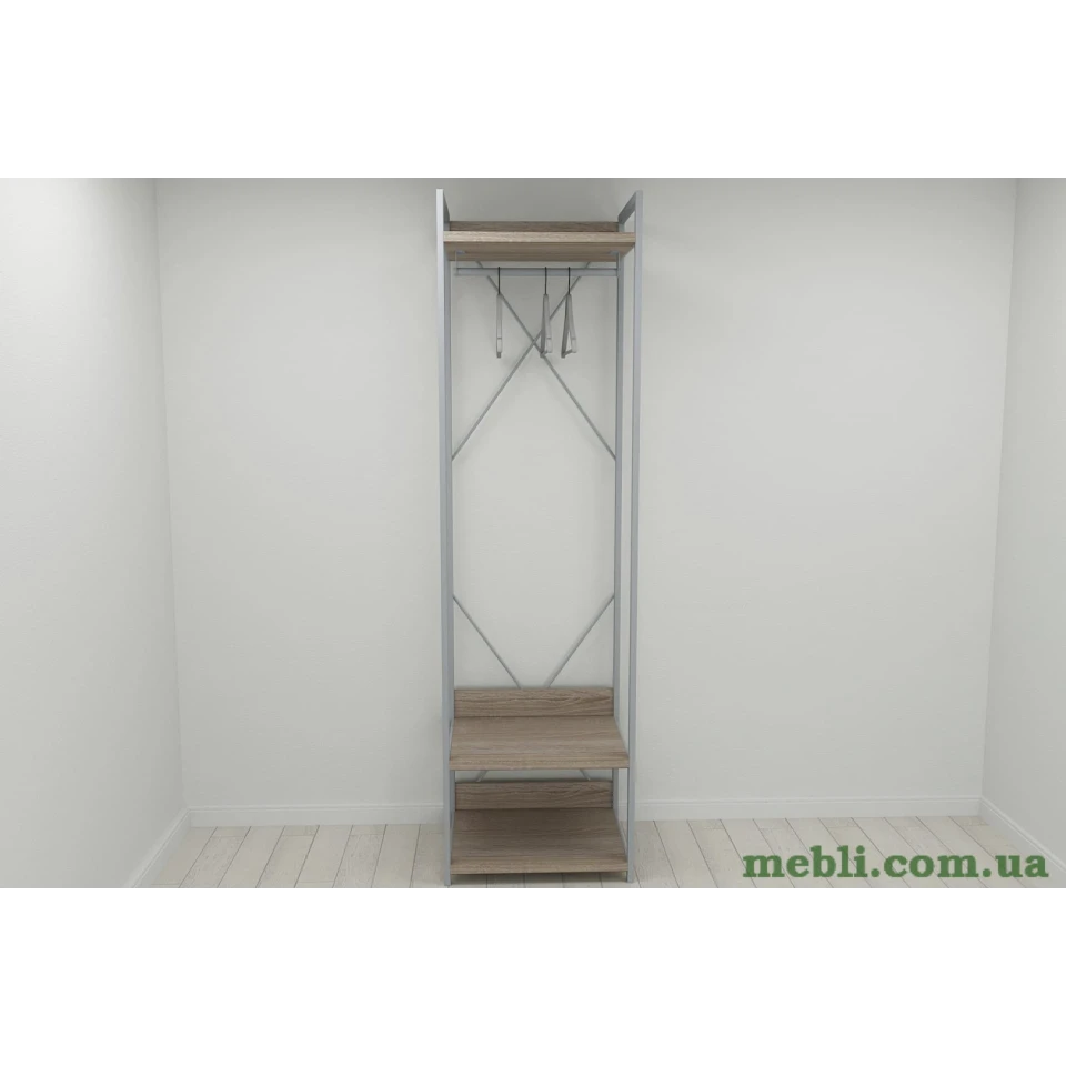 Шафа Гардероб Уні секція 1 серії Конект Ferrum-decor 220x60x50см Сірий метал ДСП Дуб Сонома Трюфель 32 мм