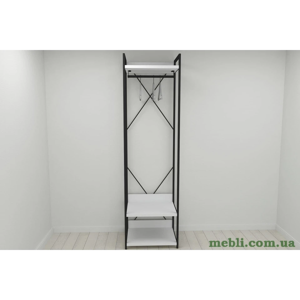 Шафа Гардероб Уні секція 1 серії Конект Ferrum-decor 220x60x50см Чорний метал ДСП Білий 32 мм