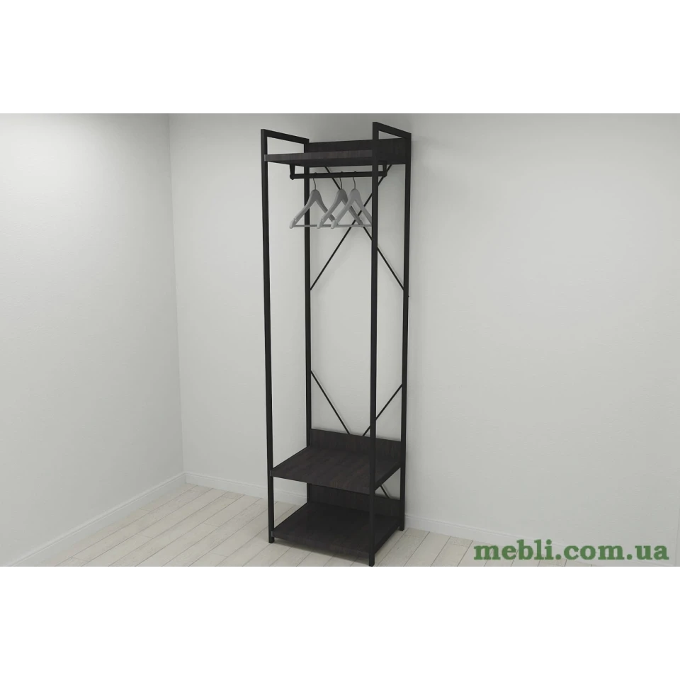 Шафа Гардероб Уні секція 1 серії Конект Ferrum-decor 220x60x50см Чорний метал ДСП Венге Магія 32 мм