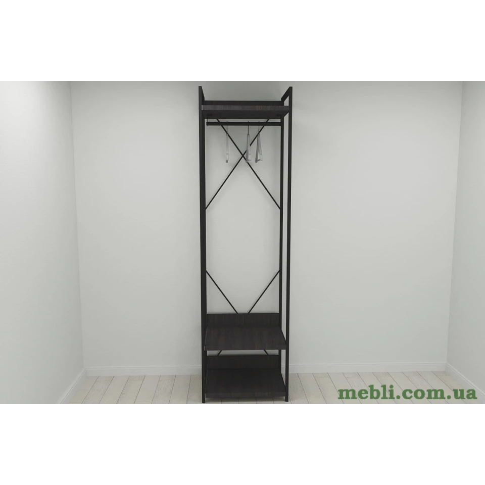 Шафа Гардероб Уні секція 1 серії Конект Ferrum-decor 220x60x50см Чорний метал ДСП Венге Магія 32 мм