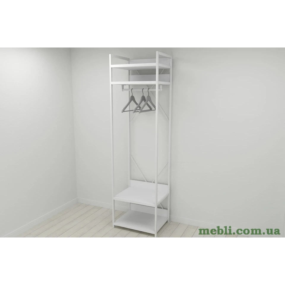 Шафа Гардероб Уні секція 2 серії Конект Ferrum-decor 220x60x50см Білий метал ДСП Білий 32 мм