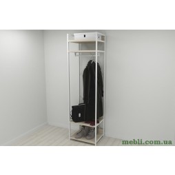 Шафа Гардероб Уні секція 2 серії Конект Ferrum-decor 220x60x50см Білий метал ДСП Дуб Сонома 32 мм