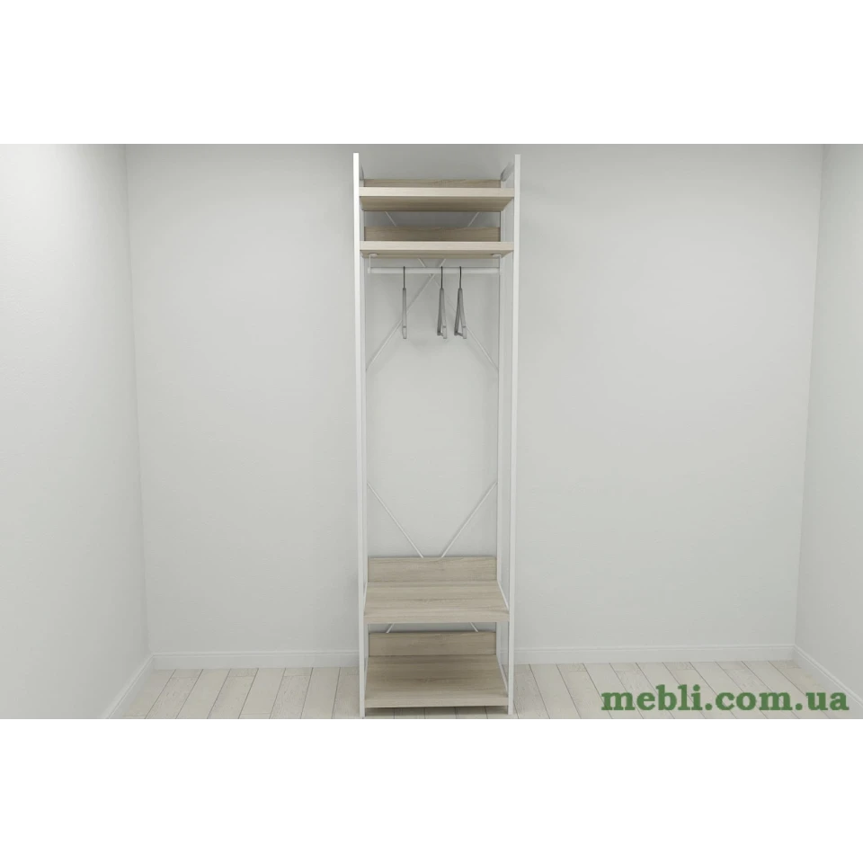 Шафа Гардероб Уні секція 2 серії Конект Ferrum-decor 220x60x50см Білий метал ДСП Дуб Сонома 32 мм