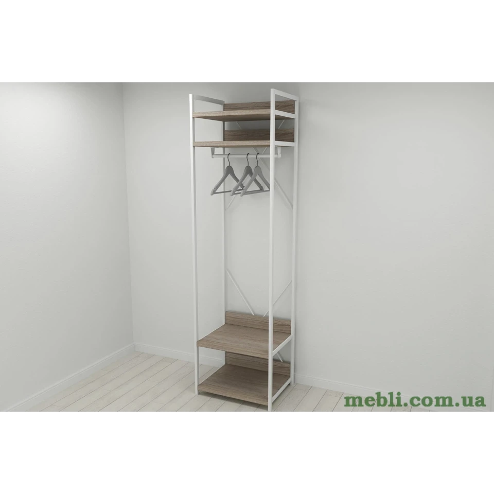 Шафа Гардероб Уні секція 2 серії Конект Ferrum-decor 220x60x50см Білий метал ДСП Дуб Сонома Трюфель 32 мм