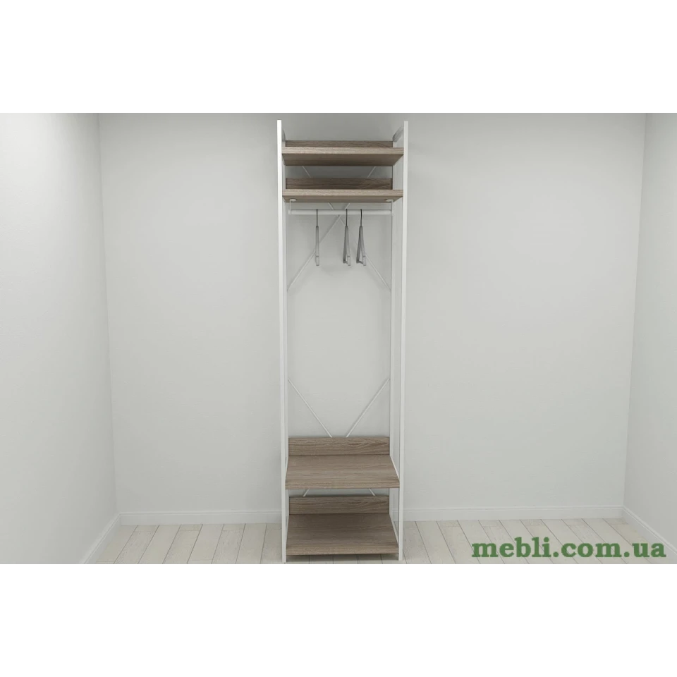 Шафа Гардероб Уні секція 2 серії Конект Ferrum-decor 220x60x50см Білий метал ДСП Дуб Сонома Трюфель 32 мм