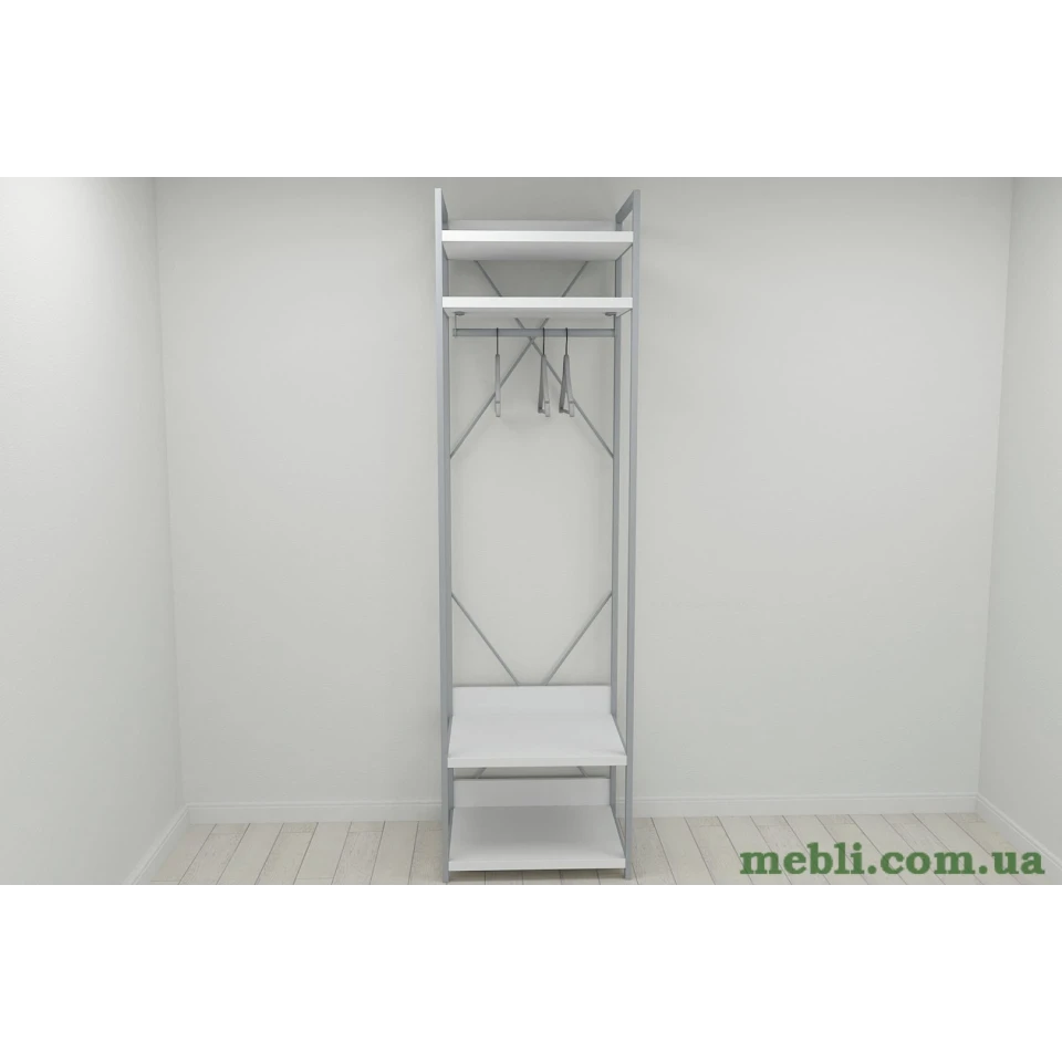 Шафа Гардероб Уні секція 2 серії Конект Ferrum-decor 220x60x50см Сірий метал ДСП Білий 32 мм