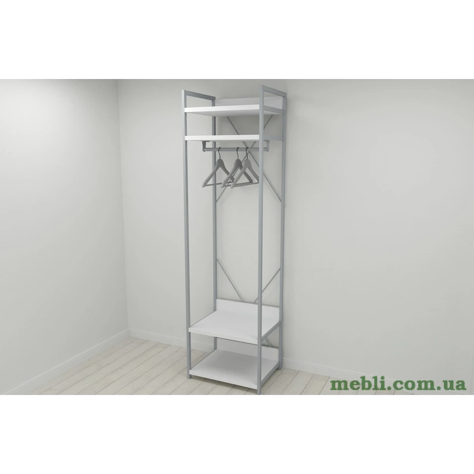 Шафа Гардероб Уні секція 2 серії Конект Ferrum-decor 220x60x50см Сірий метал ДСП Білий 32 мм