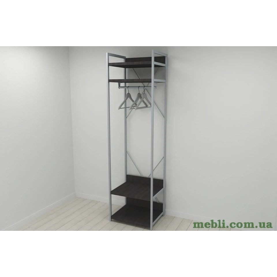 Шафа Гардероб Уні секція 2 серії Конект Ferrum-decor 220x60x50см Сірий метал ДСП Венге Магія 32 мм