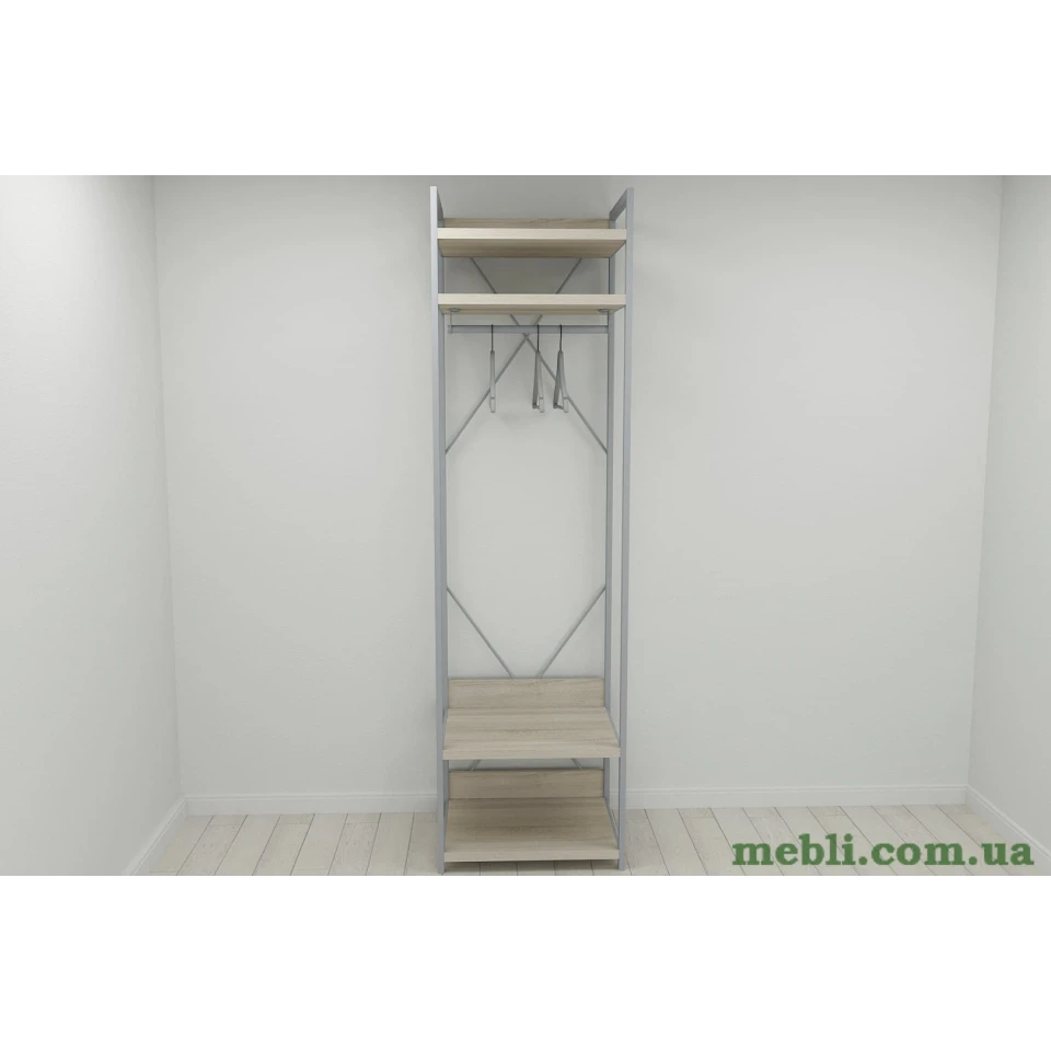 Шафа Гардероб Уні секція 2 серії Конект Ferrum-decor 220x60x50см Сірий метал ДСП Дуб Сонома 32 мм