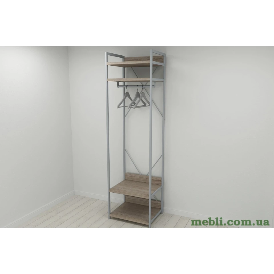 Шафа Гардероб Уні секція 2 серії Конект Ferrum-decor 220x60x50см Сірий метал ДСП Дуб Сонома Трюфель 32 мм