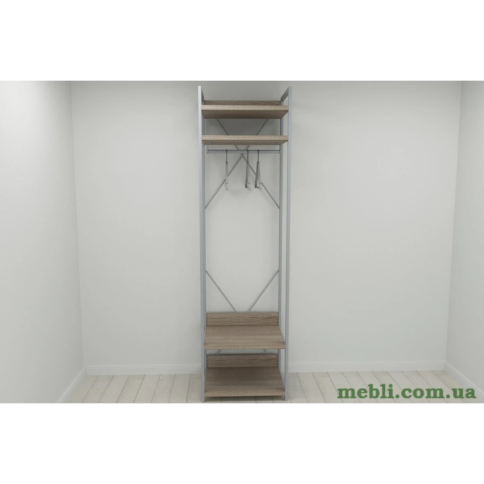 Шафа Гардероб Уні секція 2 серії Конект Ferrum-decor 220x60x50см Сірий метал ДСП Дуб Сонома Трюфель 32 мм