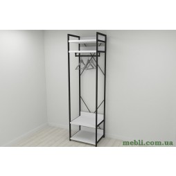 Шафа Гардероб Уні секція 2 серії Конект Ferrum-decor 220x60x50см Чорний метал ДСП Білий 32 мм