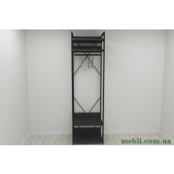 Шафа Гардероб Уні секція 2 серії Конект Ferrum-decor 220x60x50см Чорний метал ДСП Венге Магія 32 мм