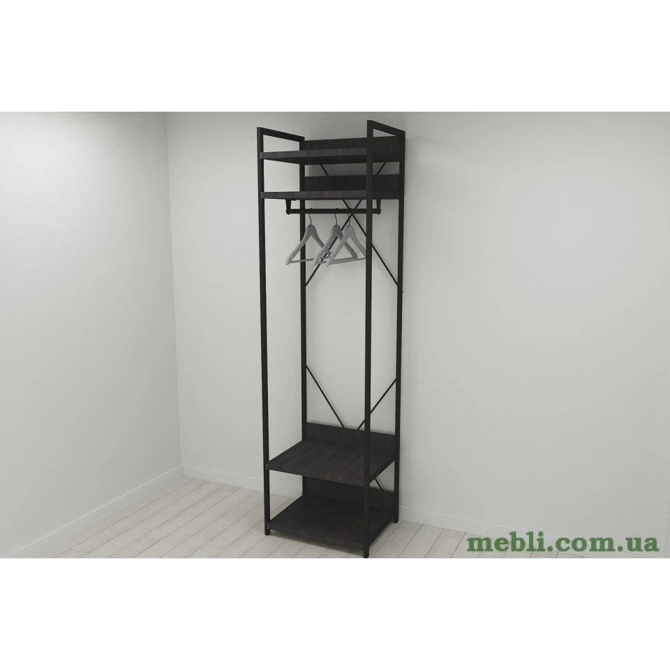 Шафа Гардероб Уні секція 2 серії Конект Ferrum-decor 220x60x50см Чорний метал ДСП Венге Магія 32 мм