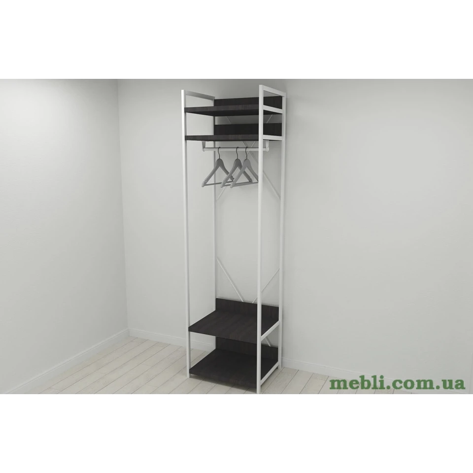 Шафа Гардероб Уні секція 2 серії Коннект Ferrum-decor 220x60x50см Білий метал ДСП Венге Магія 32 мм