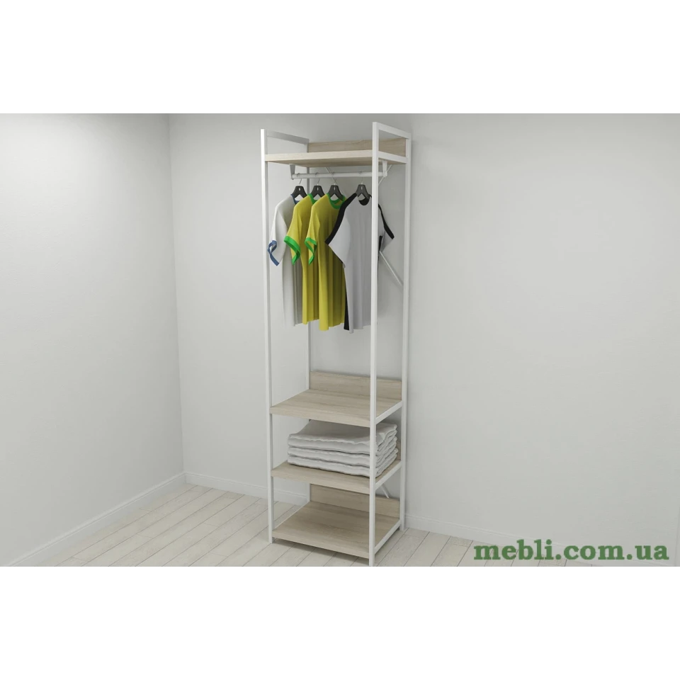 Шафа Гардероб Уні секція 3 серії Конект Ferrum-decor 220x60x50см Білий метал ДСП Дуб Сонома 32 мм