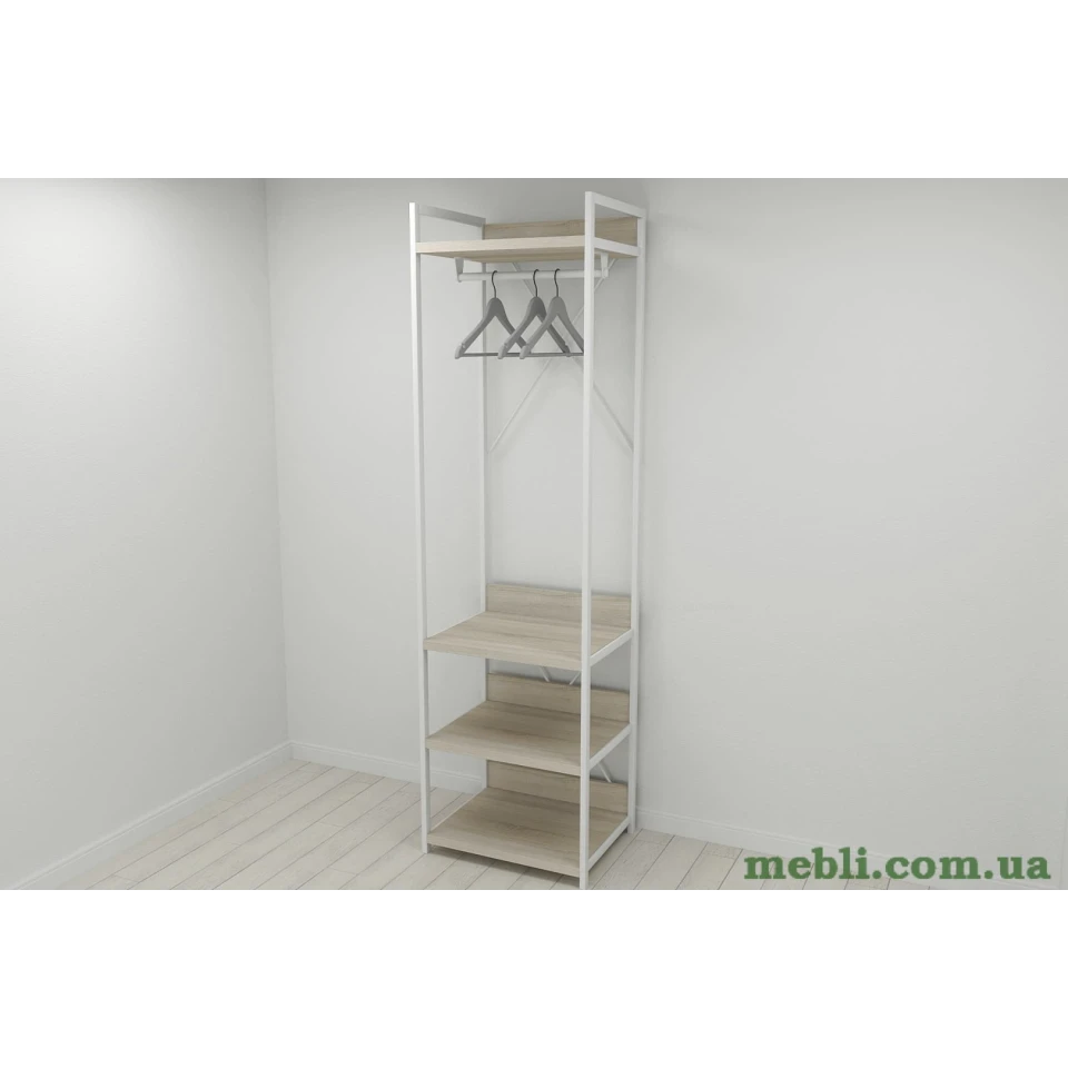 Шафа Гардероб Уні секція 3 серії Конект Ferrum-decor 220x60x50см Білий метал ДСП Дуб Сонома 32 мм