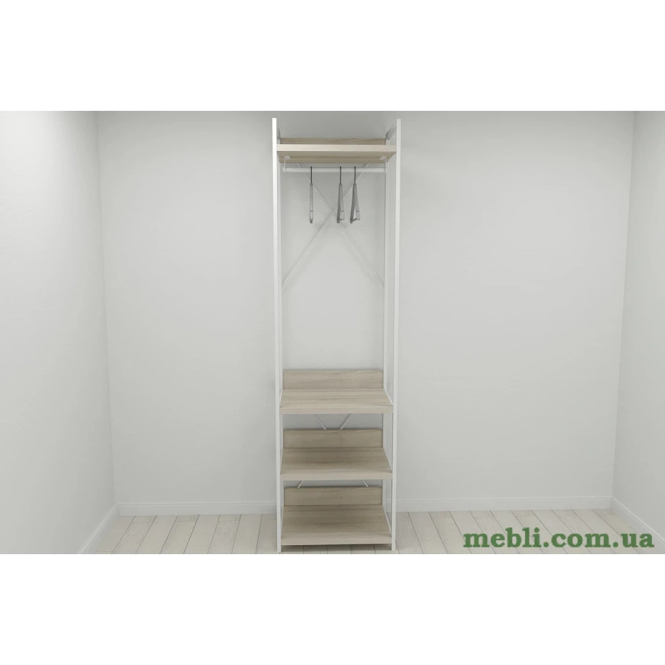 Шафа Гардероб Уні секція 3 серії Конект Ferrum-decor 220x60x50см Білий метал ДСП Дуб Сонома 32 мм