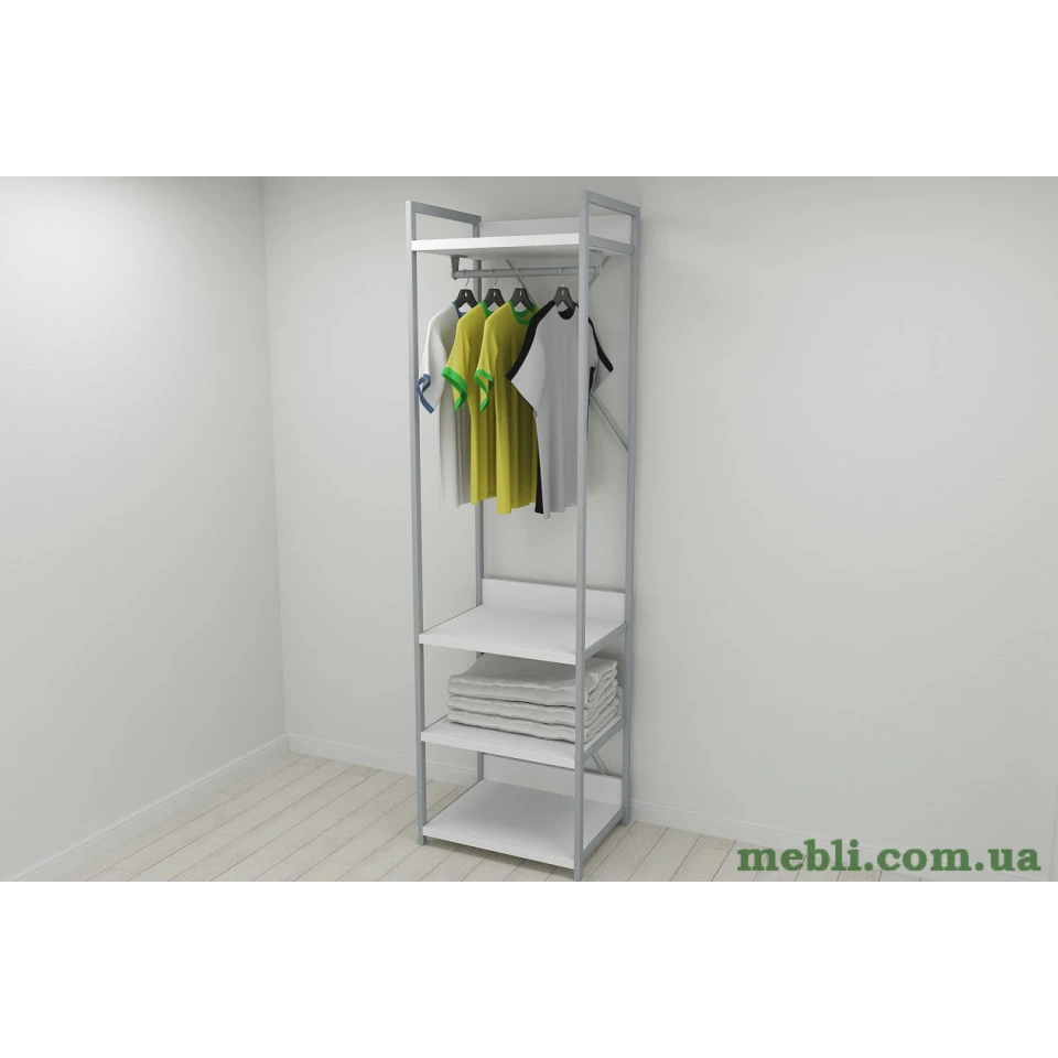 Шафа Гардероб Уні секція 3 серії Конект Ferrum-decor 220x60x50см Сірий метал ДСП Білий 32 мм