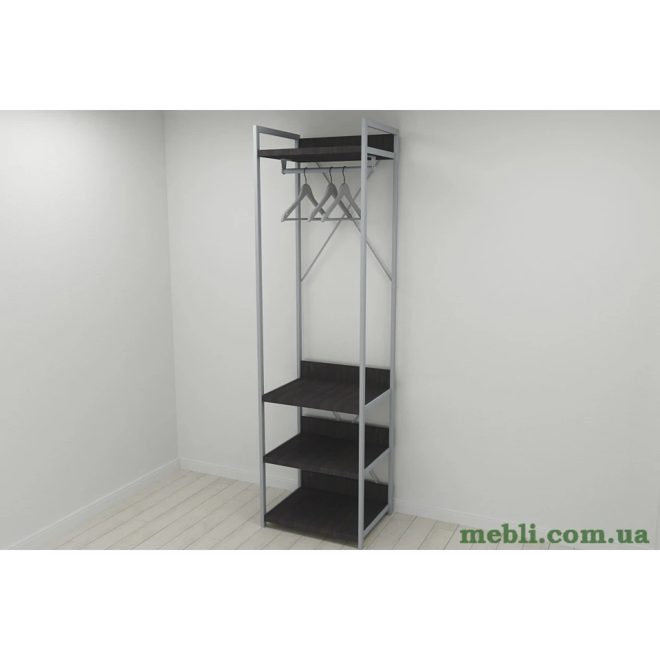 Шафа Гардероб Уні секція 3 серії Конект Ferrum-decor 220x60x50см Сірий метал ДСП Венге Магія 32 мм