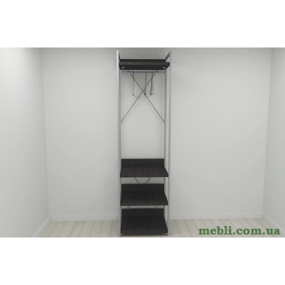 Шафа Гардероб Уні секція 3 серії Конект Ferrum-decor 220x60x50см Сірий метал ДСП Венге Магія 32 мм